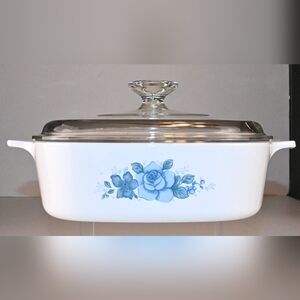 Collectible Vintage Corning Ware Blue Velvet Rose A-2-B 2L -14 with Lid, USA